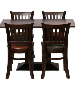 Turin Dining Table with 4 Manhattan Chairs in Dark Walnut with Shetland Scarlett (JA206)