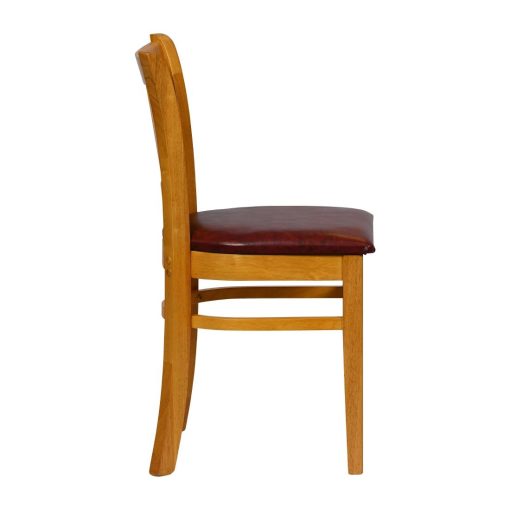 Turin Dining Table with 4 Manhattan Chairs in Soft Oak with Bison Bordeaux (JA211)