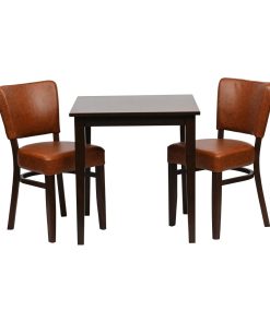 Pimlico Dining Table with 2 Oregon Chairs Set in Dark Walnut and Bison Tan (JA224)