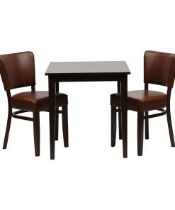 Pimlico Dining Table with 2 Oregon Chairs Set in Dark Walnut and Bison Espresso (JA225)