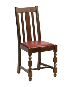 Thame Dining Chair in Vintage Wood with Bison Bordeaux Seat 6 Pack (JA267)
