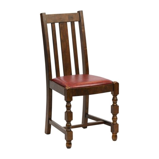 Thame Dining Chair in Vintage Wood with Bison Bordeaux Seat 6 Pack (JA267)