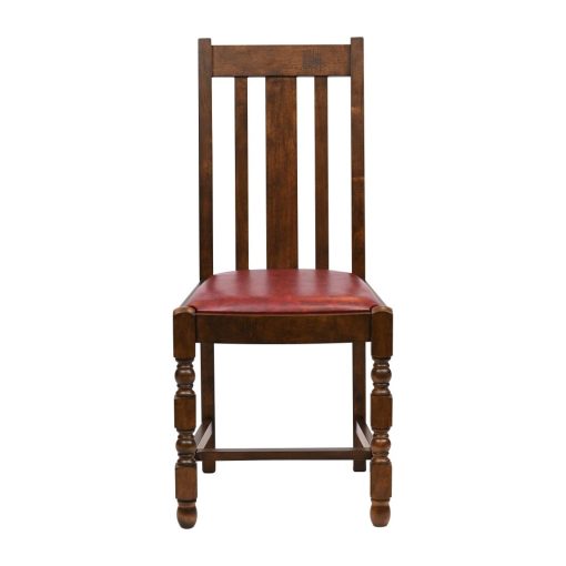 Thame Dining Chair in Vintage Wood with Bison Bordeaux Seat 6 Pack (JA267)