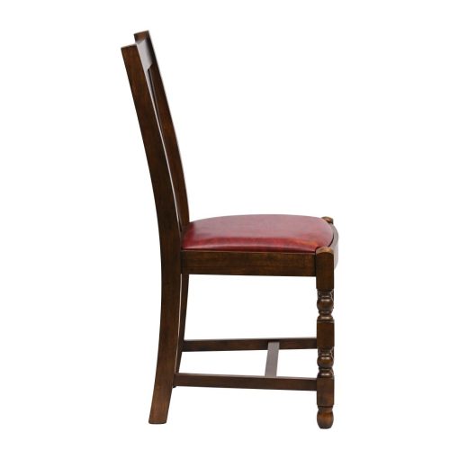 Thame Dining Chair in Vintage Wood with Bison Bordeaux Seat 6 Pack (JA267)