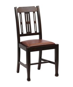 Lattice Back Dining Chair in Dark Walnut with Bison Espresso Seat 6 Pack (JA272)