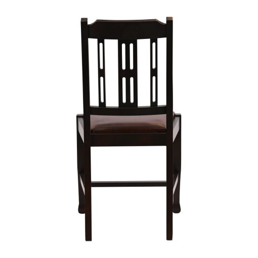 Lattice Back Dining Chair in Dark Walnut with Bison Espresso Seat 6 Pack (JA272)
