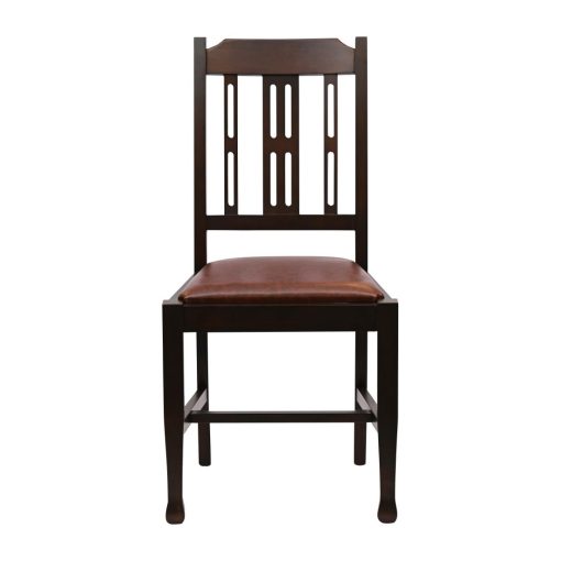 Lattice Back Dining Chair in Dark Walnut with Bison Espresso Seat 6 Pack (JA272)
