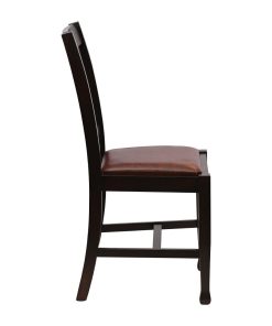 Lattice Back Dining Chair in Dark Walnut with Bison Espresso Seat 6 Pack (JA272)