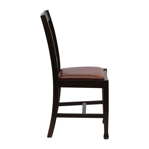 Lattice Back Dining Chair in Dark Walnut with Bison Espresso Seat 6 Pack (JA272)