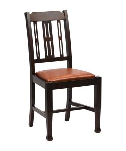 Lattice Back Dining Chair in Dark Walnut with Bison Tan Seat 6 Pack (JA273)