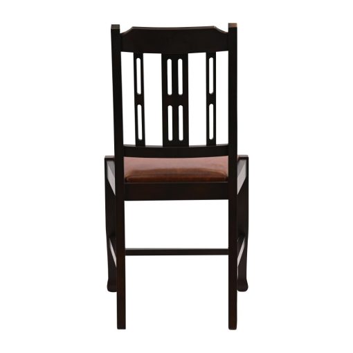 Lattice Back Dining Chair in Dark Walnut with Bison Tan Seat 6 Pack (JA273)