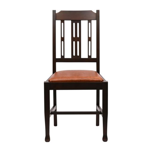 Lattice Back Dining Chair in Dark Walnut with Bison Tan Seat 6 Pack (JA273)