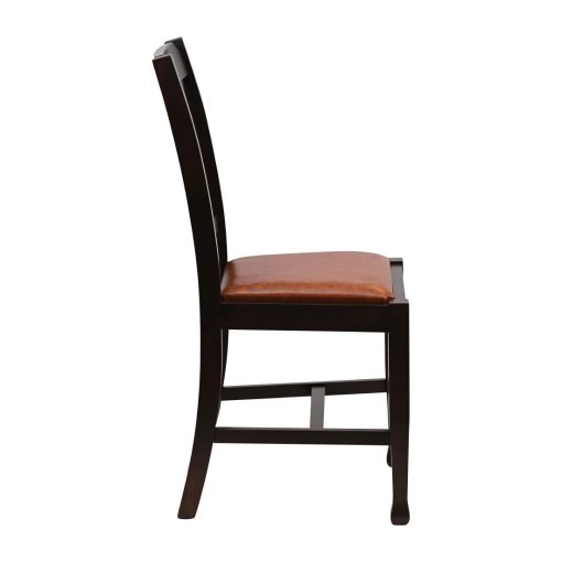 Lattice Back Dining Chair in Dark Walnut with Bison Tan Seat 6 Pack (JA273)