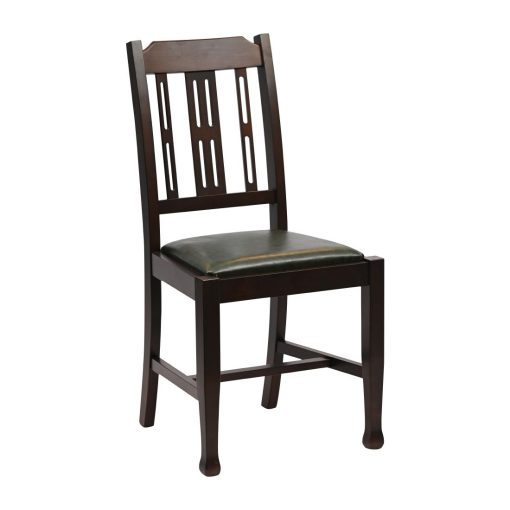 Lattice Back Dining Chair in Dark Walnut with Bison Cedar Seat 6 Pack (JA274)