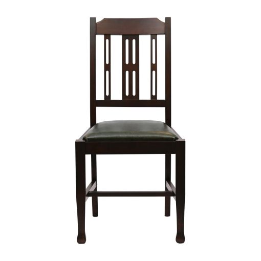 Lattice Back Dining Chair in Dark Walnut with Bison Cedar Seat 6 Pack (JA274)