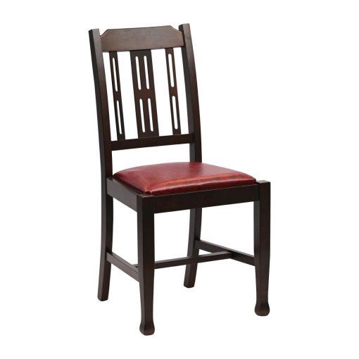 Lattice Back Dining Chair in Dark Walnut with Bison Bordeaux Seat 6 Pack (JA275)