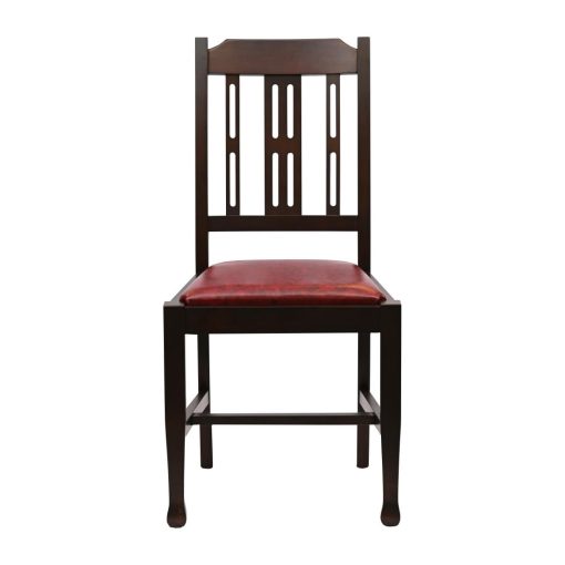 Lattice Back Dining Chair in Dark Walnut with Bison Bordeaux Seat 6 Pack (JA275)