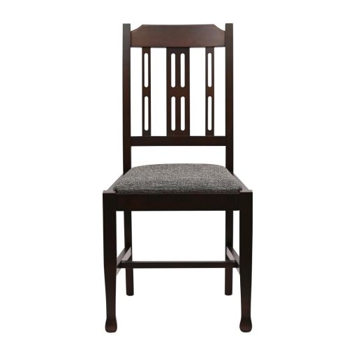 Lattice Back Dining Chair in Dark Walnut with Shetland Smoke Seat 6 Pack (JA277)