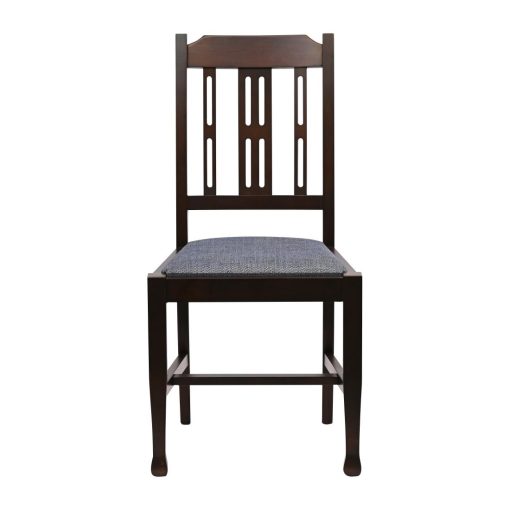 Lattice Back Dining Chair in Dark Walnut with Shetland Sea Seat 6 Pack (JA279)