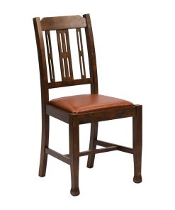 Lattice Back Dining Chair in Vintage Wood with Bison Tan Seat 6 Pack (JA281)