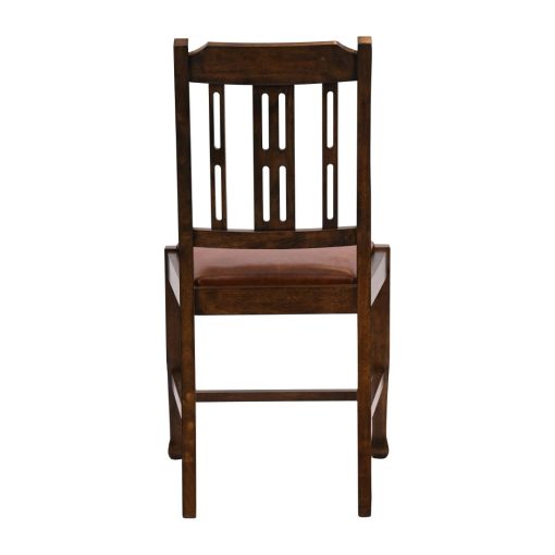 Lattice Back Dining Chair in Vintage Wood with Bison Tan Seat 6 Pack (JA281)