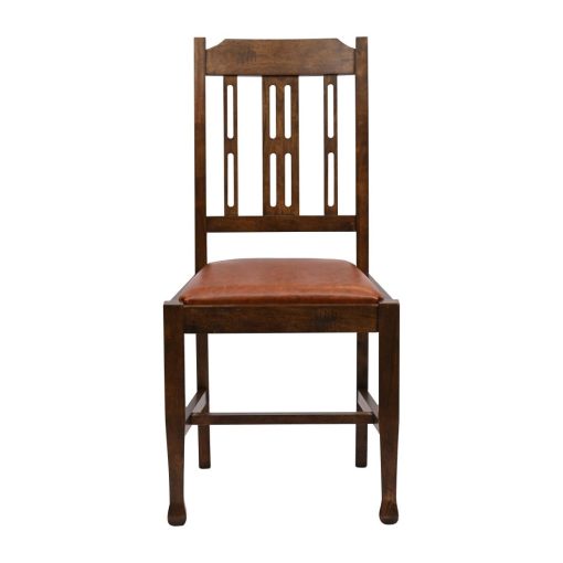 Lattice Back Dining Chair in Vintage Wood with Bison Tan Seat 6 Pack (JA281)