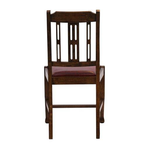 Lattice Back Dining Chair in Vintage Wood with Bison Bordeaux Seat 6 Pack (JA283)