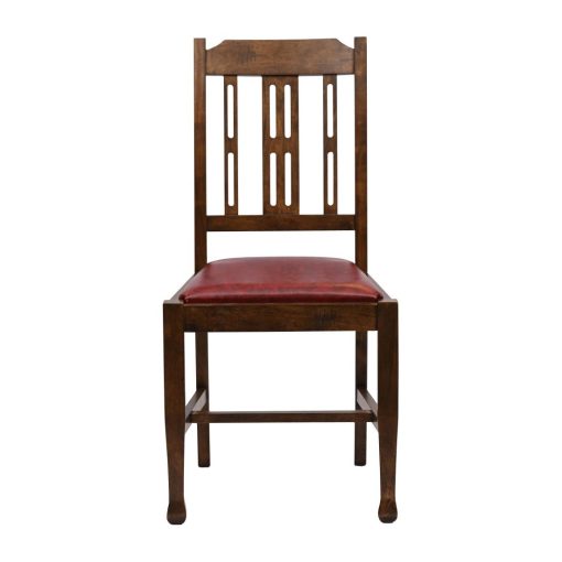 Lattice Back Dining Chair in Vintage Wood with Bison Bordeaux Seat 6 Pack (JA283)