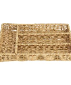 Olympia Polywicker Cutlery Organiser Light Brown 340x250mm (JA350)