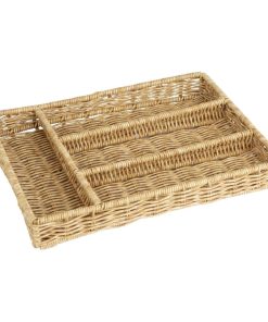 Olympia Polywicker Cutlery Organiser Light Brown 340x250mm (JA350)