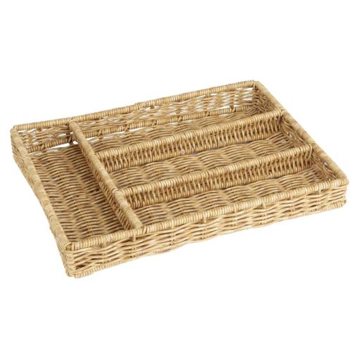 Olympia Polywicker Cutlery Organiser Light Brown 340x250mm (JA350)
