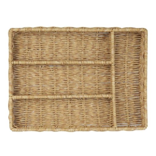 Olympia Polywicker Cutlery Organiser Light Brown 340x250mm (JA350)