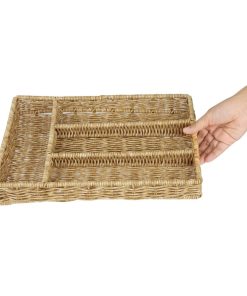 Olympia Polywicker Cutlery Organiser Light Brown 340x250mm (JA350)