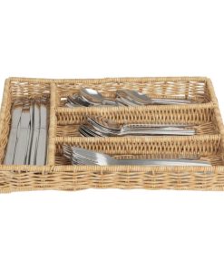 Olympia Polywicker Cutlery Organiser Light Brown 340x250mm (JA350)