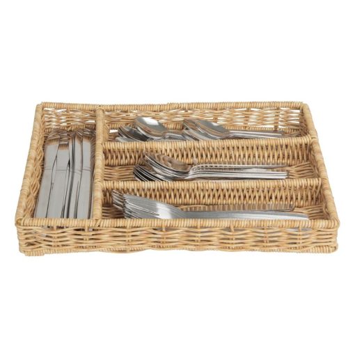 Olympia Polywicker Cutlery Organiser Light Brown 340x250mm (JA350)