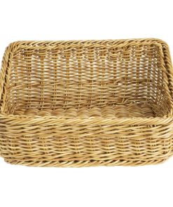 Olympia Polywicker Rectangular Display Basket Light Brown 360x300mm (JA355)