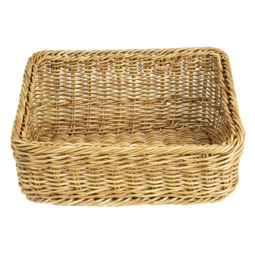 Olympia Polywicker Rectangular Display Basket Light Brown 360x300mm (JA355)