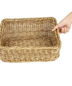 Olympia Polywicker Rectangular Display Basket Light Brown 360x300mm (JA355)