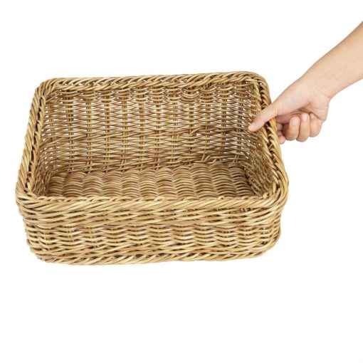 Olympia Polywicker Rectangular Display Basket Light Brown 360x300mm (JA355)