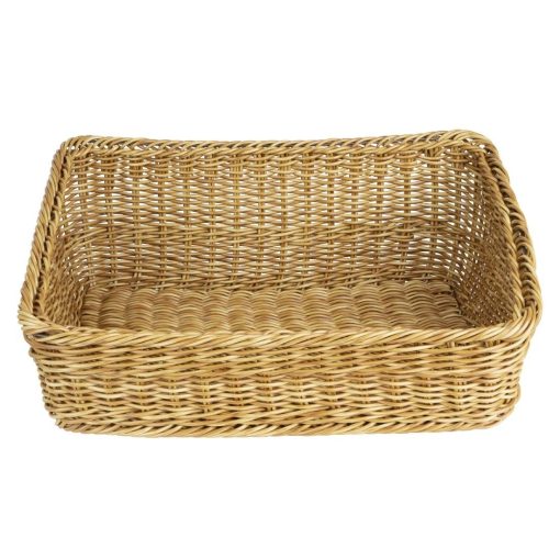 Olympia Polywicker Rectangular Display Basket Light Brown 525x385mm (JA356)