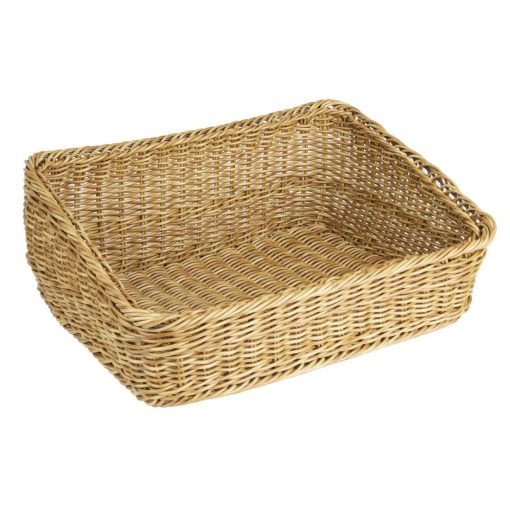 Olympia Polywicker Rectangular Display Basket Light Brown 525x385mm (JA356)