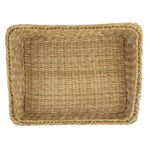 Olympia Polywicker Rectangular Display Basket Light Brown 525x385mm (JA356)