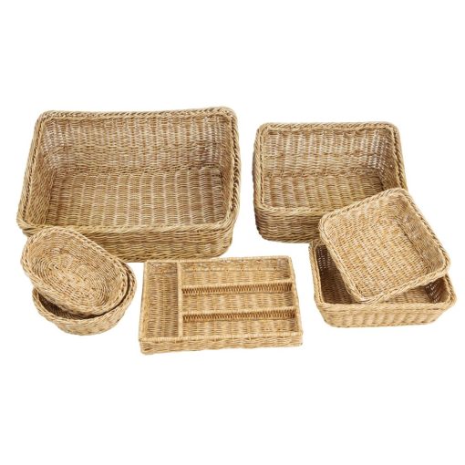 Olympia Polywicker Rectangular Display Basket Light Brown 525x385mm (JA356)