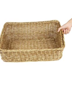 Olympia Polywicker Rectangular Display Basket Light Brown 525x385mm (JA356)