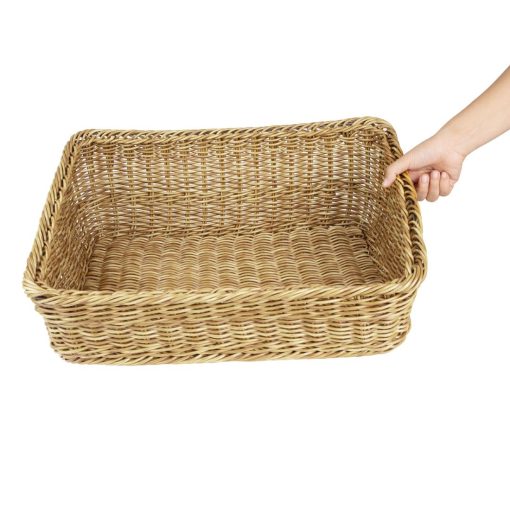 Olympia Polywicker Rectangular Display Basket Light Brown 525x385mm (JA356)
