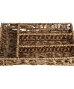 Olympia Polywicker Cutlery Organiser Dark Brown 340x250mm (JA357)