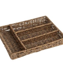 Olympia Polywicker Cutlery Organiser Dark Brown 340x250mm (JA357)