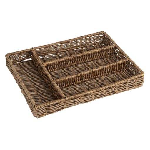 Olympia Polywicker Cutlery Organiser Dark Brown 340x250mm (JA357)
