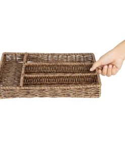 Olympia Polywicker Cutlery Organiser Dark Brown 340x250mm (JA357)