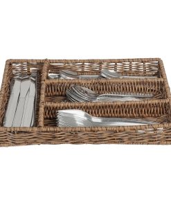 Olympia Polywicker Cutlery Organiser Dark Brown 340x250mm (JA357)